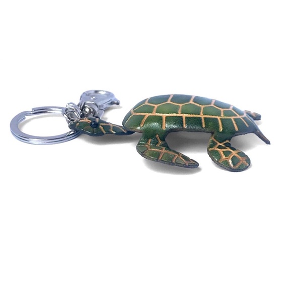 1 LEFT! Handmade Handcrafted Genuine Leather Sea Turtle Keychain - Picture 3 of 6